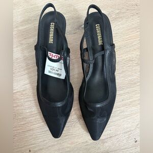 Black Pointed Slingback Heels